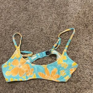 Triangl Swimwear Floral Bikini Top - Blue and Yellow